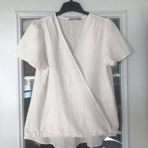 Lightweight White Faux Wrap Top Blouse by Red‎